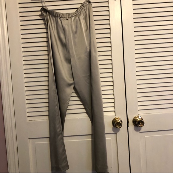 52 Weekends Tube Top M and Worth Petites Satin Pants 8 Silver Grey - Picture 5 of 7
